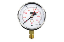 100mm Dial Pressure Gauge 0 - 10 ba and psi Bottom Entry - 34/655/0