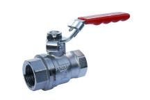 10mm PB500 Chrome Plated Brass Ball Valve Red Lever PN25 FxF