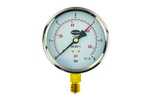 100mm Dial Pressure Gauge 0 - 6 bar and psi Bottom Entry - 34/654/0