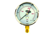 100mm Dial Pressure Gauge 0 - 25 bar and psi Bottom Entry - 34/657/0