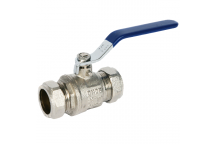 28mm ART89 Brass Ball Valve Blue Lever CxC Ends PN25