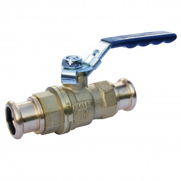 28mm PS550 DZR Ball Valve Blue Lever Pressfit Ends