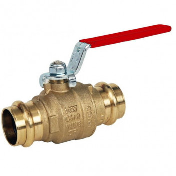 35mm ART55PRS DZR Brass Ball Valve Pressfit Ends Red Lever