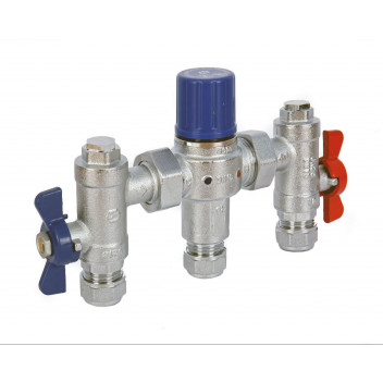 15mm ART33SV DZR Brass Thermostatic Mixing Valve with Isolation Valves PN10