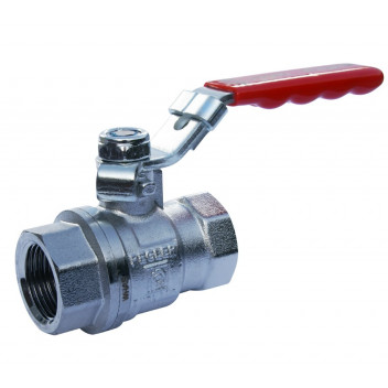 50mm PB500 Chrome Plated Brass Ball Valve Red Lever PN25 FxF