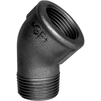 50mm F121 Black Malleable Iron M/F 45 Degree Elbow
