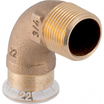 22mmx3/4\" Geberit Mapress 63885 Copper 90 degree Elbow Adaptor with Male Thread