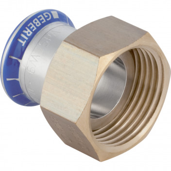 15x1/2\" Geberit Mapress 35042 Stainless Steel Adaptor with Brass Union Nut