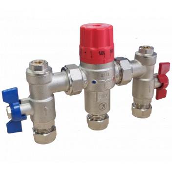 15mm ART35SV DZR Brass Thermostatic Mixing Valve c/w Service Valves