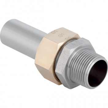 42x1.1/2\" Geberit Mapress 35409 Stainless Plain Ended Adaptor Brass Union - Male