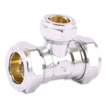 28x28x15mm Chrome Compression Reduced Branch Tee CP601