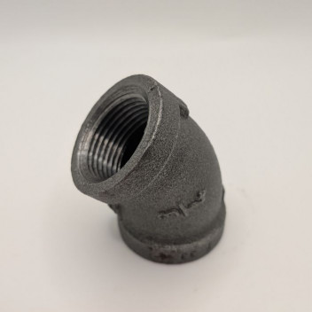 50mm OA155 Black Malleable Iron 45 Degree Elbow
